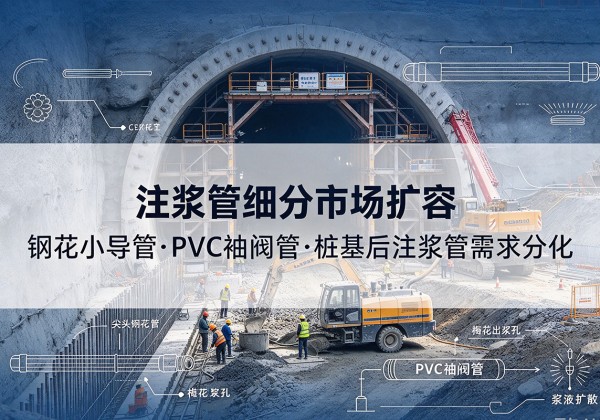迎江注浆管细分市场扩容，隧道钢花小导管、PVC 袖阀管、桩基后注浆管需求分化